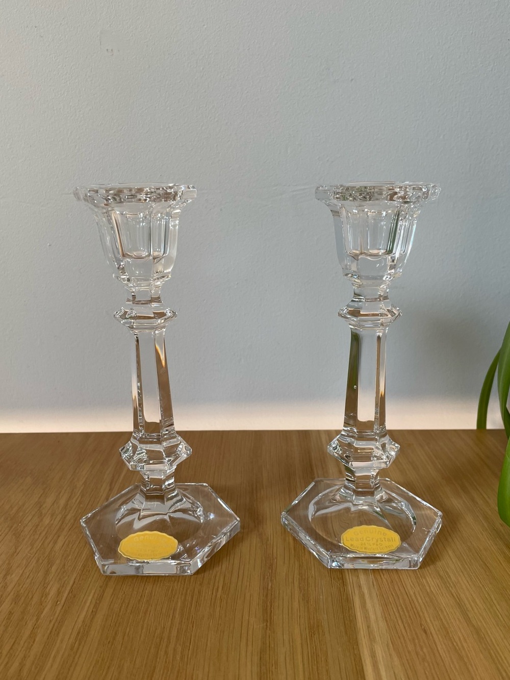 Vintage West German Genuine Lead Crystal Candlesticks Set of 2